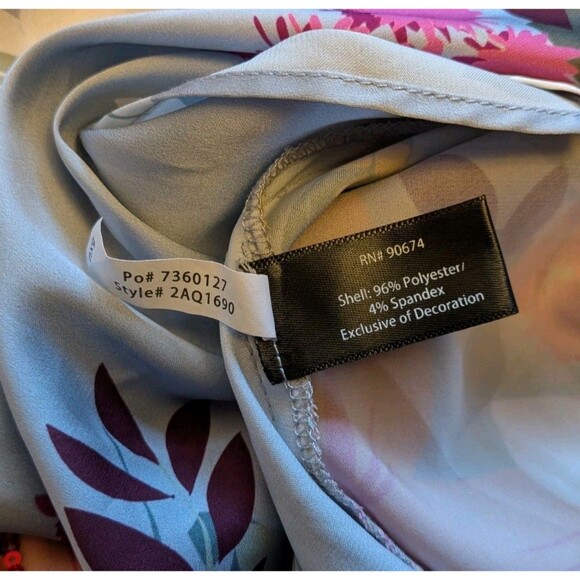 Boston Proper Sz 18 Floral Satin Sequin Kimono Dress Ethereal Feminine Glam - Picture 12 of 13